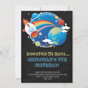 Invitations d'anniversaire du navire-fusée spatial