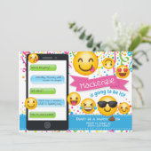 Invitations d'anniversaire du parti Emoji Confetti (Debout devant)