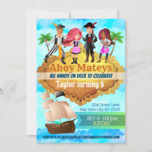 Invitations d'anniversaire du pirate