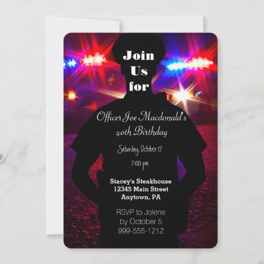 Invitations d'anniversaire du policier (Devant)