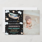 Invitations d'anniversaire du premier avion Black  (Devant)