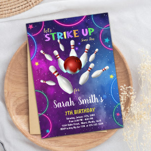 Invitations d'anniversaire du Rainbow Bowling