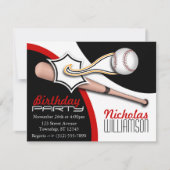 Invitations d'anniversaire du Red Baseball (Devant)