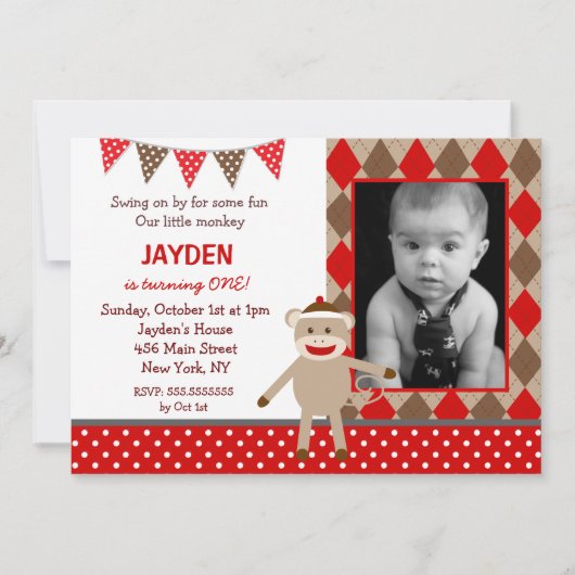 Invitations d'anniversaire du singe de la réserve (Devant)