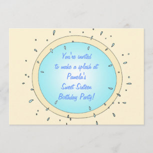 Invitations d'anniversaire du sweet sixteen Pool