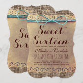 Invitations d'anniversaire du Sweet sixteen Vintag (Devant / Derrière)