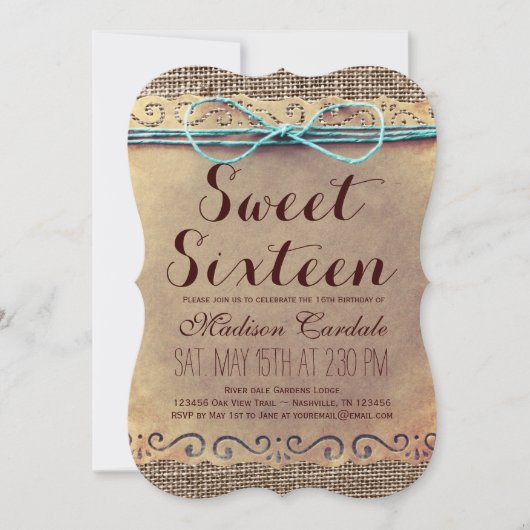 Invitations d'anniversaire du Sweet sixteen Vintag (Devant)