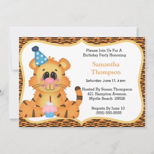 Invitations d'anniversaire du tigre (Devant)