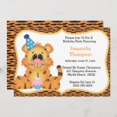 Invitations d'anniversaire du tigre (Devant / Derrière)
