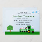 Invitations d'anniversaire du tracteur (Devant / Derrière)