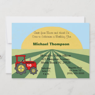 Invitations d'anniversaire du tracteur
