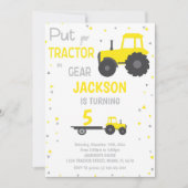 Invitations d'anniversaire du tracteur jaune (Devant)