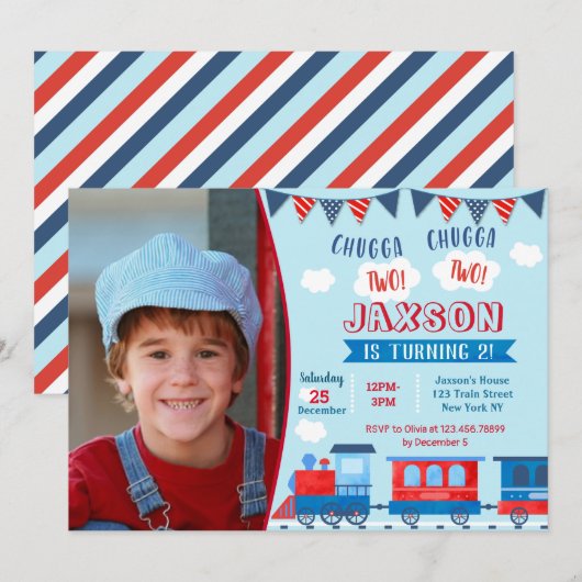 Invitations d'anniversaire du train (Devant / Derrière)