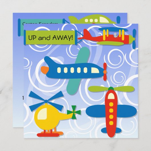 Invitations d'anniversaire d'un avion sur mesure (Devant / Derrière)