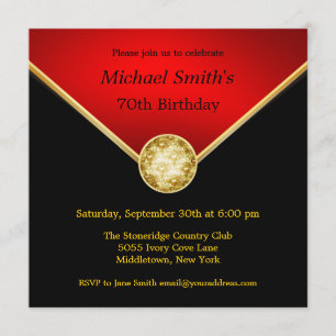 Invitations d'anniversaire élégantes Mens Black Re