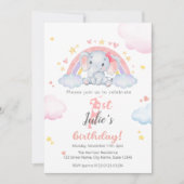 Invitations d'anniversaire - Elephant avec arc-en- (Devant)