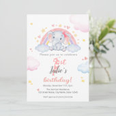 Invitations d'anniversaire - Elephant avec arc-en- (Debout devant)
