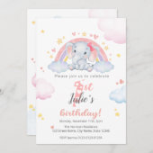 Invitations d'anniversaire - Elephant avec arc-en- (Devant / Derrière)
