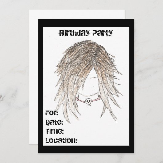 Invitations d'anniversaire Emo Punk (Devant / Derrière)