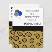 Invitations d'anniversaire Empreinte de léopard (Devant / Derrière)