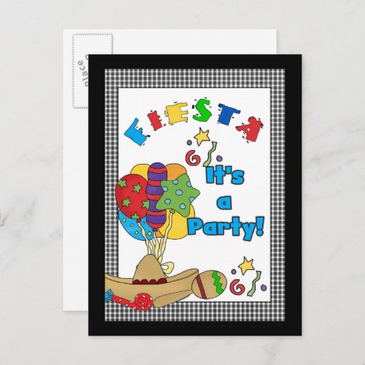 Invitations d'anniversaire Fiesta (Devant / Derrière)