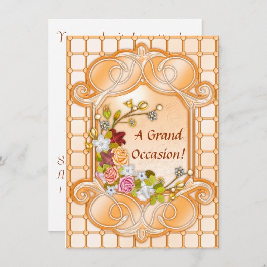 Invitations d'anniversaire florales Annonces (Devant / Derrière)