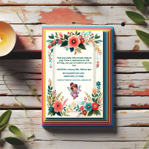 Invitations d'anniversaire florales de fées enchan