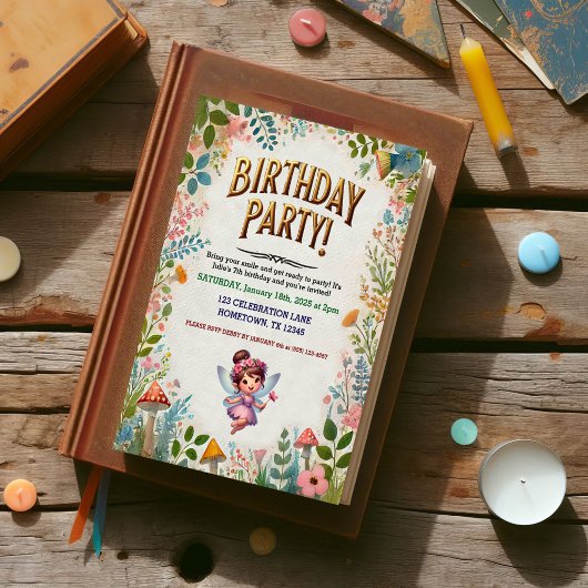 Invitations d'anniversaire florales de fées enchan