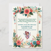 Invitations d'anniversaire florales de fées enchan (Devant)