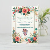 Invitations d'anniversaire florales de fées enchan (Debout devant)
