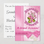 Invitations d'anniversaire florales roses (Devant / Derrière)
