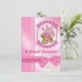 Invitations d'anniversaire florales roses (Debout devant)