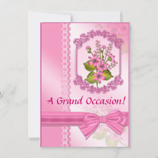 Invitations d'anniversaire florales roses