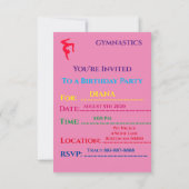 Invitations d'anniversaire "GYMNASTICS" pour les f (Dos)