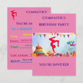 Invitations d'anniversaire "GYMNASTICS" pour les f (Devant / Derrière)