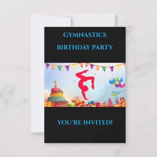 Invitations d'anniversaire "GYMNASTICS" pour les f (Devant)