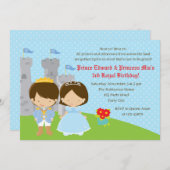 Invitations d'anniversaire jumeaux (Prince et Prin (Devant / Derrière)