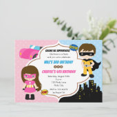 Invitations d'anniversaire jumeaux (Superhero Boy  (Debout devant)