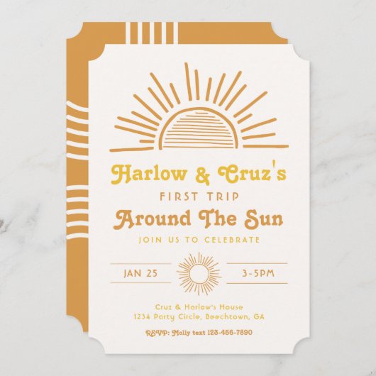 Invitations d'anniversaire jumelles | Invitation B (Devant / Derrière)