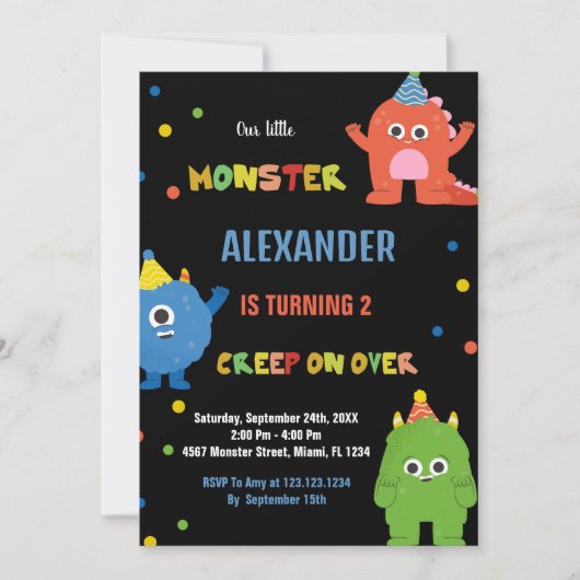 Invitations d'anniversaire Monster (Devant)
