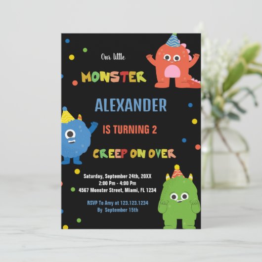 Invitations d'anniversaire Monster (Debout devant)