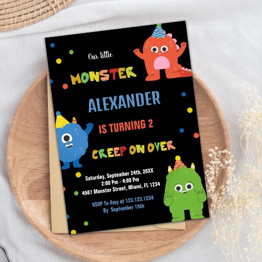 Invitations d'anniversaire Monster