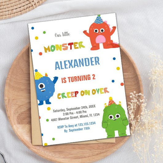 Invitations d'anniversaire Monster