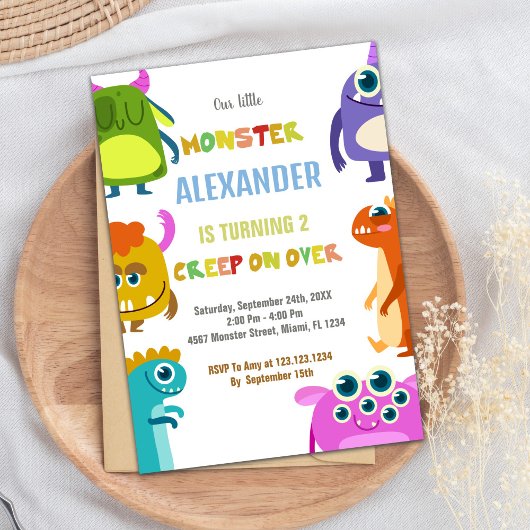 Invitations d'anniversaire Monster