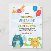 Invitations d'anniversaire Monster Aquarelles (Devant)