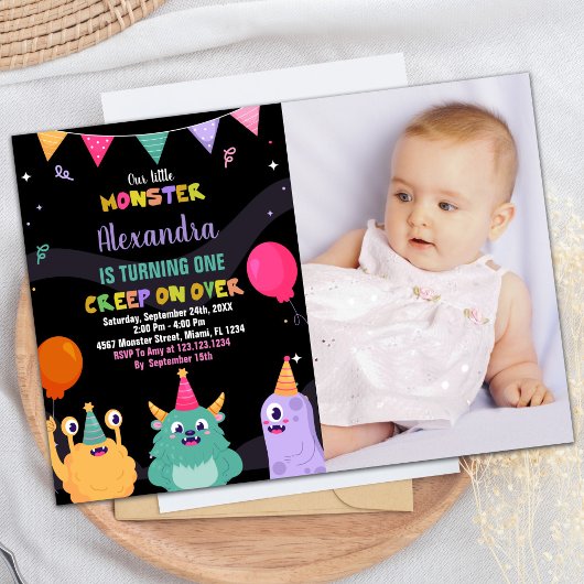 Invitations d'anniversaire Monster Ballon rose ave