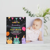 Invitations d'anniversaire Monster Ballon rose ave (Debout devant)