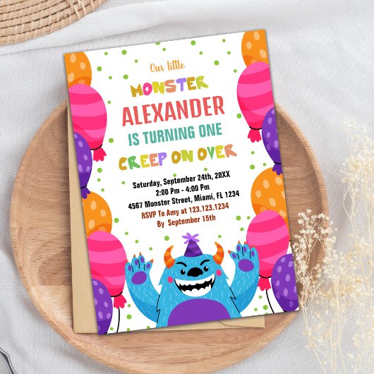 Invitations d'anniversaire Monster Ballons de coul