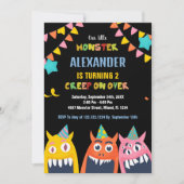 Invitations d'anniversaire Monster Black (Devant)