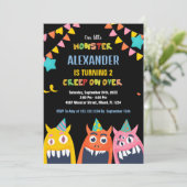 Invitations d'anniversaire Monster Black (Debout devant)